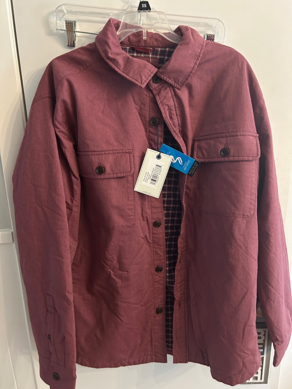 NWT Untuckit Mauve Button-Up Lightweight Jacket with Plaid Lining